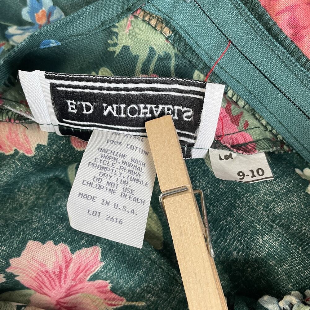 Vintage Midi Dress Size 10 Green Pink Floral Botanical Garden Spring Romantic - Picture 12 of 16